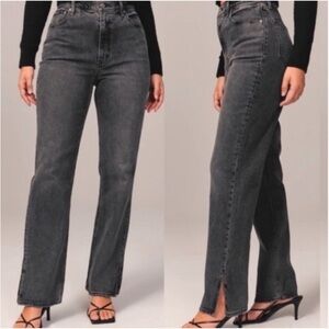 Abercrombie & Fitch 90's Straight Ultra High Rise Jeans Curve Love black slit